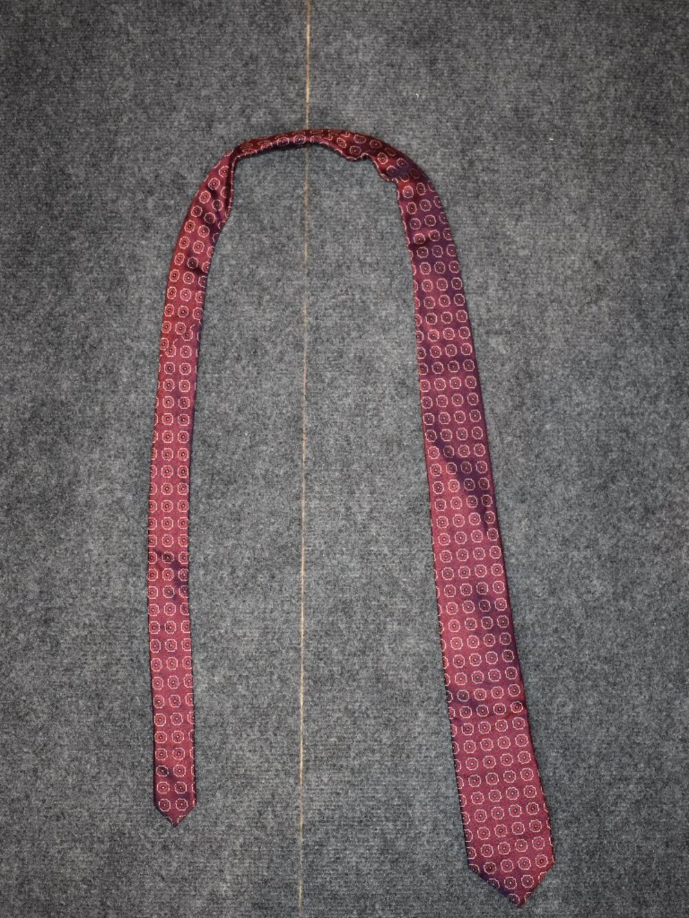 Jos A Bank Maroon Silk Neck Tie - Floral Pattern